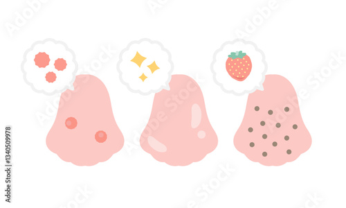 鼻　肌トラブル　イラストセット（吹き出し入り）