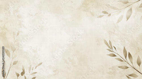 Elegant Leaves and Textured Background: A delicate and artistic arrangement of leaves and soft branches is artfully placed on a textured background. creating a subtle and graceful composition.