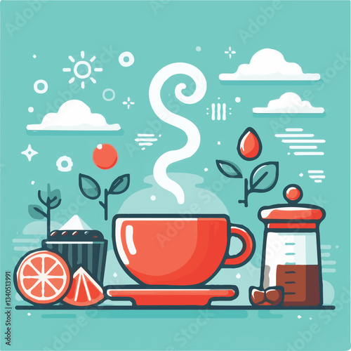 coffee, drink, cup, beverage, hot, morning, caffeine, espresso, cafe, background, black, breakfast, fresh, design, cappuccino, brown, mug, vector, white, mocha, isolated, aroma, set, latte, food, illu