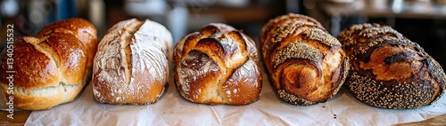 Naturally leavened breads using traditional starters.