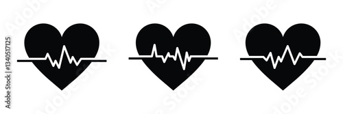 Heart pulse icon. Medical cardiogram symbol, EKG wave, and heartbeat vector illustration.