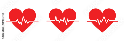 Heart pulse icon. Medical cardiogram symbol, EKG wave, and heartbeat vector illustration.