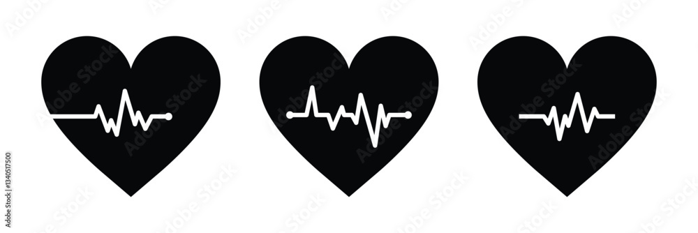Heartbeat and cardiogram icon set. Flat heart pulse symbols for medical apps and healthcare websites. Vector illustration. Heartbeat and cardiogram icon set. Flat heart pulse symbols for medical apps and healthcare websites. Vector illustration.