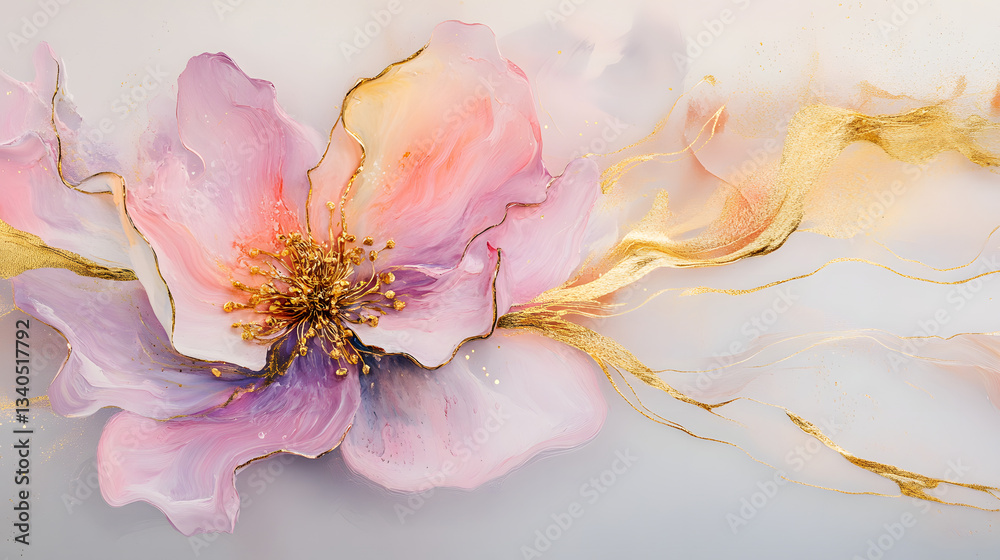 Fototapeta premium Abstract floral marble background with pastel pink color. Floral background.
