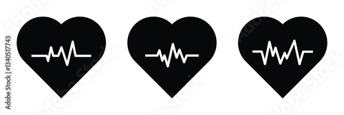 Set heart beat pulse icon sign vector illustration.