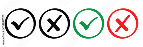 Wallpaper Mural Tick and cross icons. Green check means yes, red X means no. True versus false, right versus wrong, accepted or rejected. Torontodigital.ca