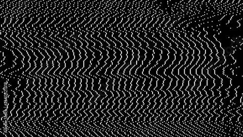 Glitch Dithered Bitmap Pixels Pattern. Pixel Art Chaotic Glitchy Background. 90s CCTV VHS Screen Vibe. Vector Illustration.