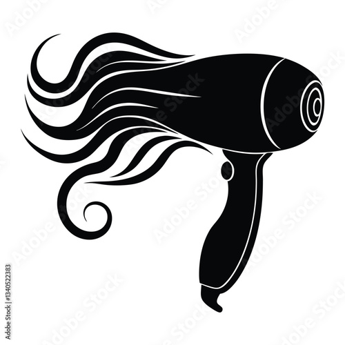 Stylish Hair Dryer Silhouette Vector Illustration for Hair Salon, Beauty, and Hair Care Designs