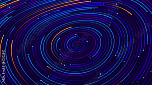Digital Swirl Abstract Data Flow. Ideal for AI, Big Data, Space Exploration, and Machine Learning Concepts. Perfect for Technology, Science, and Digital Network Visualizations. Vector.