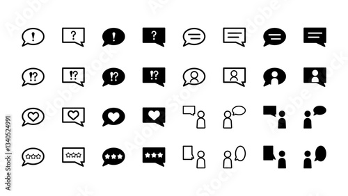 吹き出しや会話のアイコンイラストセット