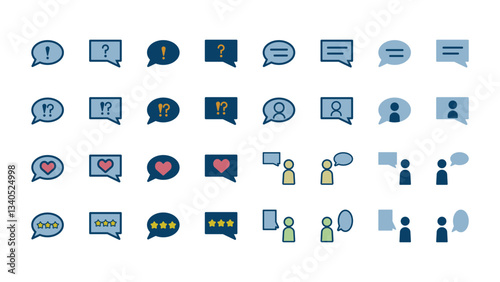 吹き出しや会話のアイコンイラストセット