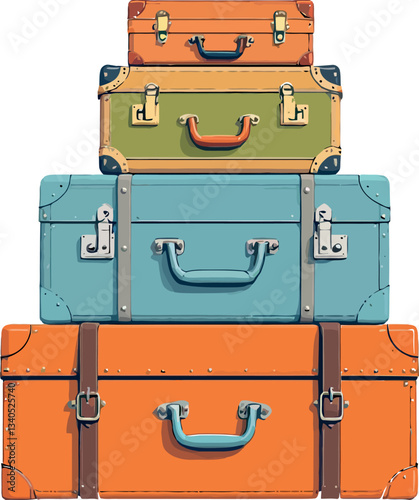 Vsai stack of vintage suitcases evoking travel and adventure