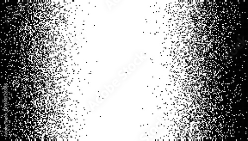 Grain Dissolve Effect Pixelated Halftone Gradient Noise. Fading Pixel Texture. Black And White Dissolving Pixels Background. Vector Illustration.