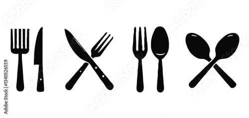 fork spoon and knife silhouettes