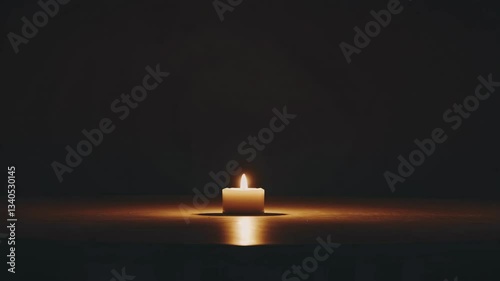 Flickering candle flame casting warm light in dark room ambience. 4k stock footage