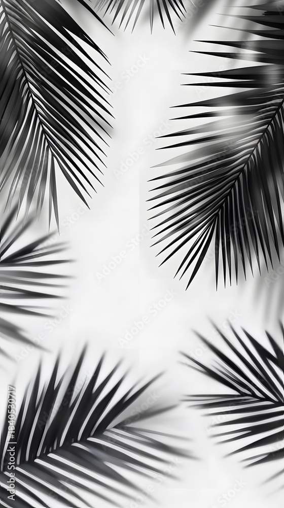 Obraz premium 13. Coconut leaf shadows with a realistic touch on a transparent background, ideal for nature-themed designs