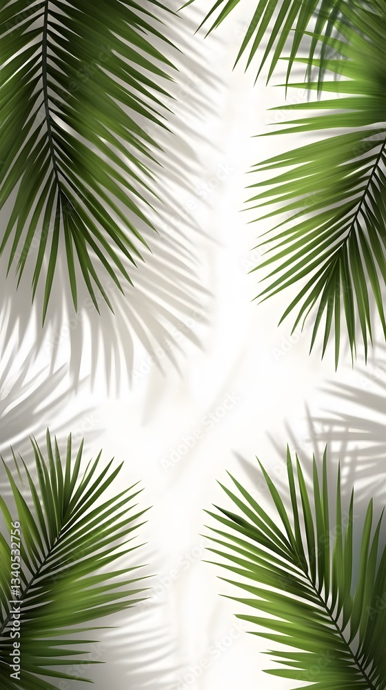 Obraz premium 28. Silhouetted tropical palm leaves with realistic shadows on a transparent background for elegant summer designs