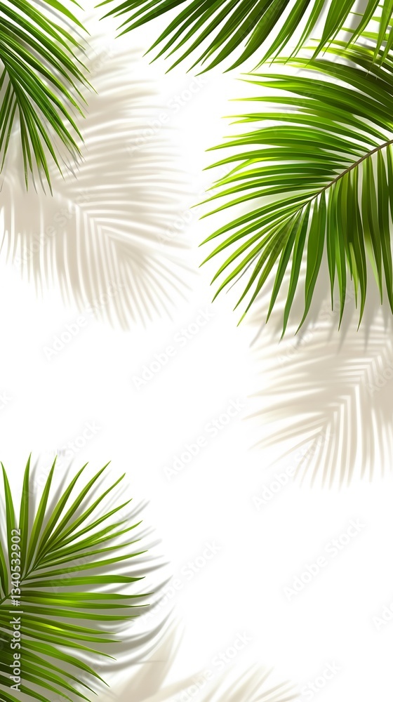 Fototapeta premium 30. Coconut palm branches casting shadows over a transparent background for a relaxed, tropical atmosphere