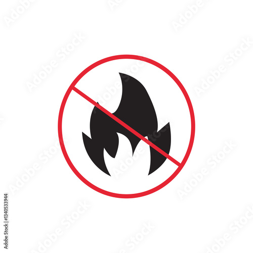 Free Download No fire restriction vector icon with red and black color. Stop fire design - GFXLoad