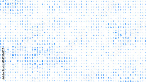 White Binary Code Matrix. 0 and 1 Numbers Wallpaper. Computer Science Bg. Graphic Data Decryption Algorithm Coding Hacker Concept. Vector Illustration.