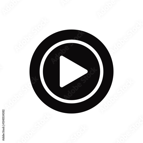 Free Download Play button icon. Black Play button icon on white background. Vector illustration design - GFXLoad
