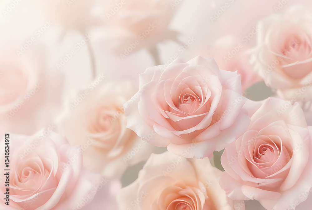 Fototapeta premium beautiful Pink Roses Background with Glitter & Sparkles, Boho Chic Pink Roses Background for Trendy Designs, Pink Rose Close-Up with Gentle Soft Focus