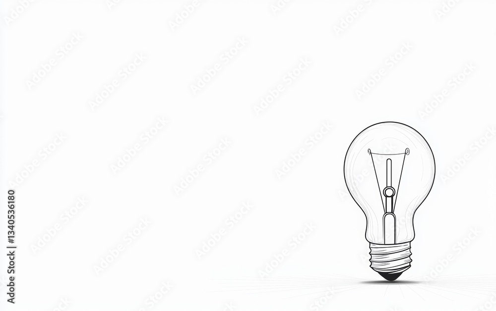 Light bulb drawing representing innovation and creativity in a minimalistic setting Light bulb drawing representing innovation and creativity in a minimalistic setting
