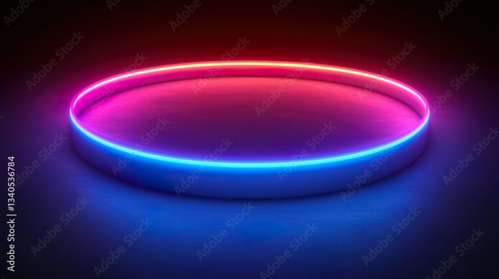 Obraz premium Futuristic Sports Arena with Illuminated Neon Light Effects in a Dark Background