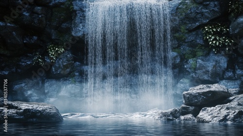 Base of waterfall with flowing water