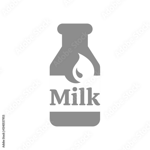 Milk bottle vector icon. Dairy product, milk jar symbol.