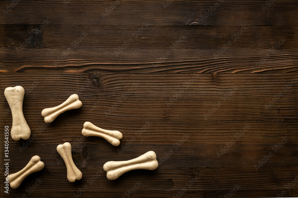 Obraz premium Dog treats - chew bones for cleaning teeth, top view