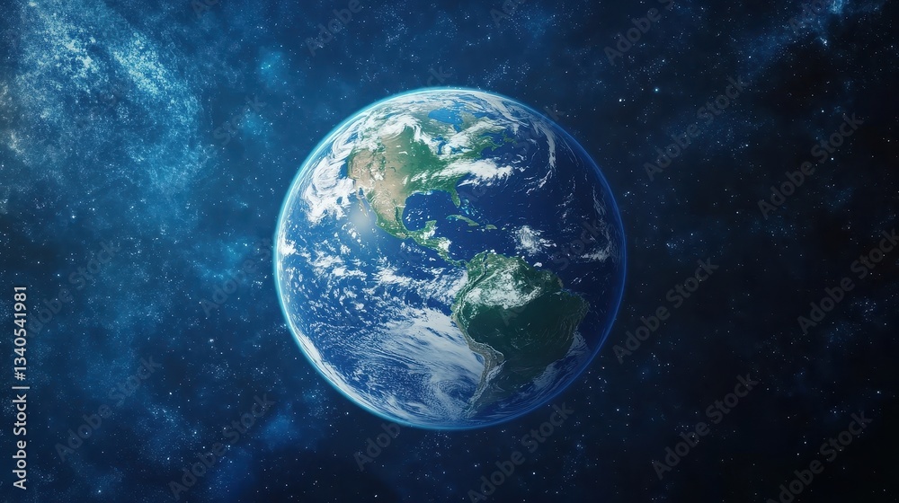 Fototapeta premium A stunning view of Earth surrounded by deep space and stars.