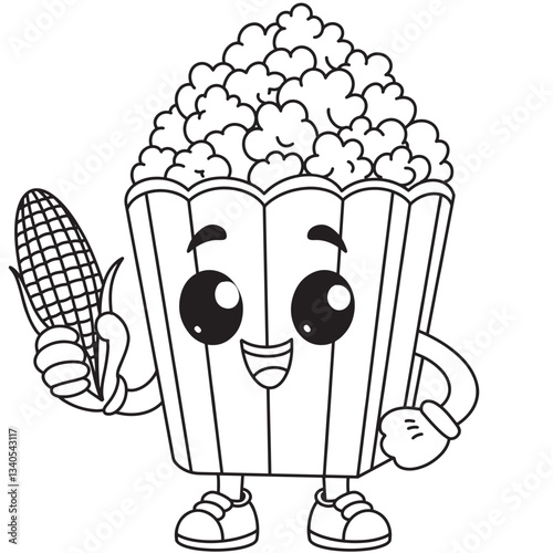 Cute Cartoon Popcorn Character