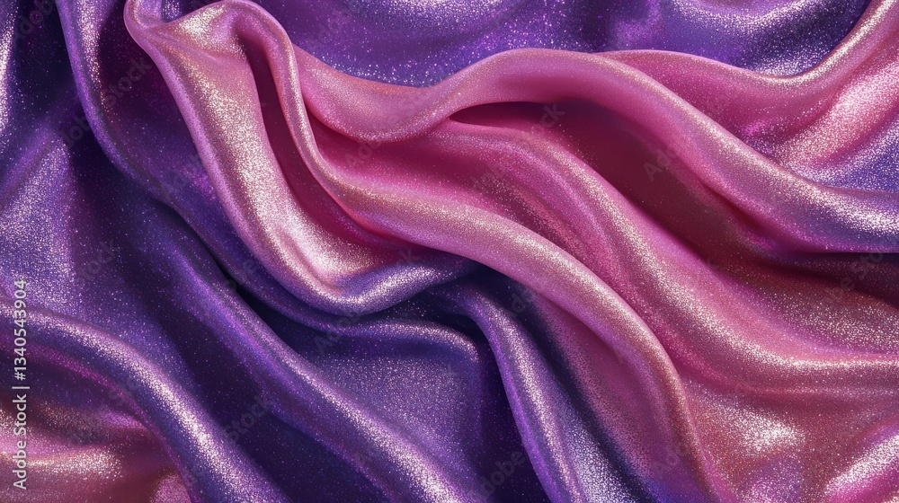 Obraz premium Close-up of luxurious purple and pink glitter fabric with shimmering texture, ideal for fashion and design backgrounds. illustration