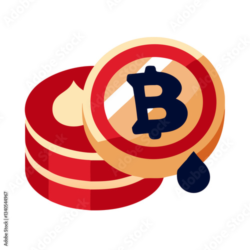 Bitcoin with prohibition sign