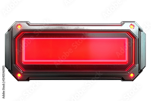 Futuristic Neon Sign: Red Light Communication in Cyberpunk LED Display - Innovative Technology Design, PNG, Button, Transparent Image