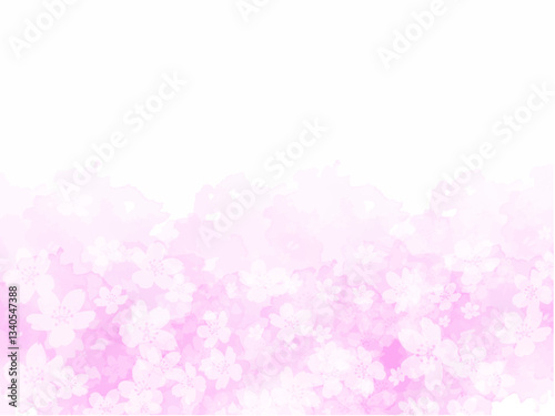 春の桜と花びらイメージのテクスチャー背景素材。桜並木のイメージ。