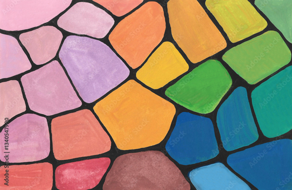 Colorful abstract texture background by acrylic painting on paper. Brush stroke technique for modern art design or decoration. Concept of brightly colored rocks or stones. Hand painted texture style. Colorful abstract texture background by acrylic painting on paper. Brush stroke technique for modern art design or decoration. Concept of brightly colored rocks or stones. Hand painted texture style.