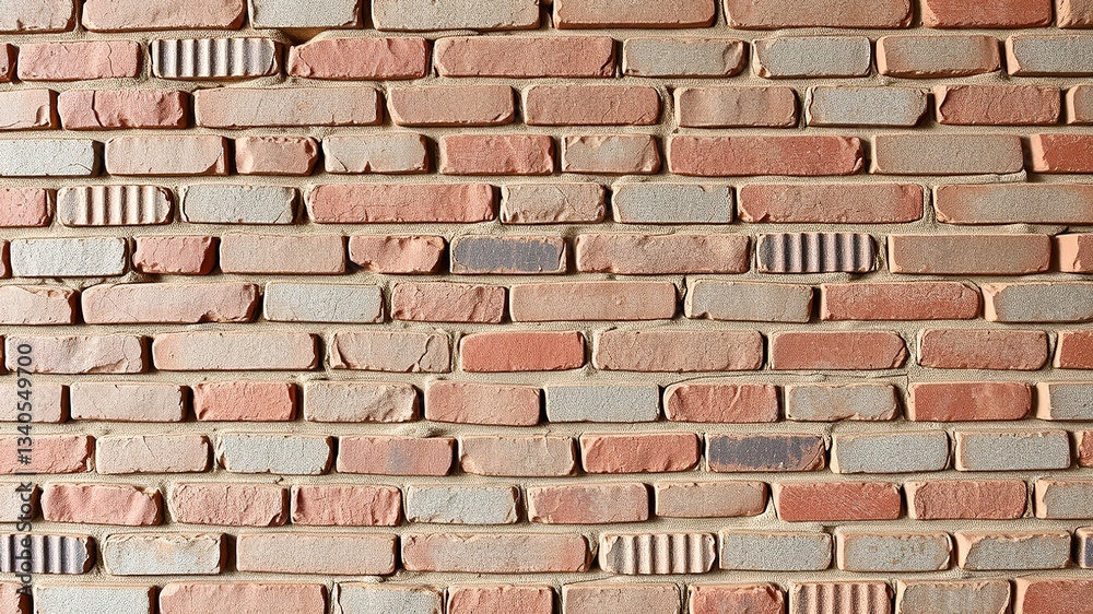 Fototapeta premium Aged Embossed Brick Wall with Cracks - Sports Background Texture