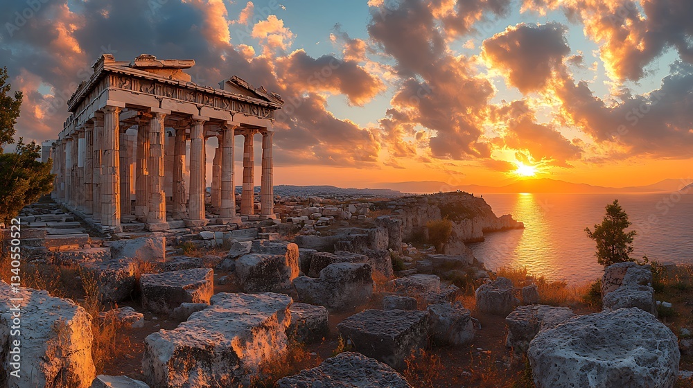 Obraz premium Historical Parthenon with dramatic clouds high resolution picture