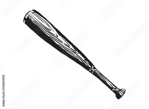 Illustration of an Sport Equipment Baseball Bat Handdrawn