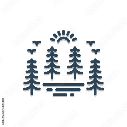 Color illustration icon for natural