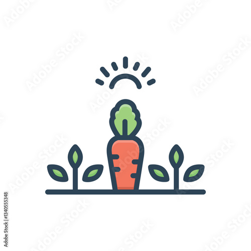 Color illustration icon for vegetable garden
