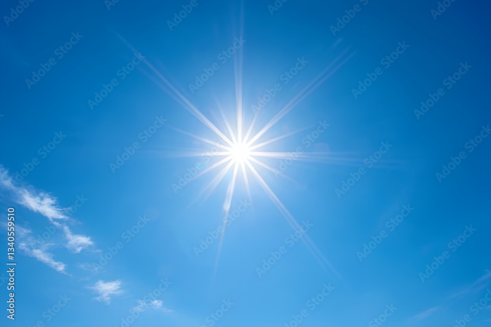 Bright Midday Sun Shines in a Clear Blue Sky With Soft Clouds Drifting By Bright Midday Sun Shines in a Clear Blue Sky With Soft Clouds Drifting By