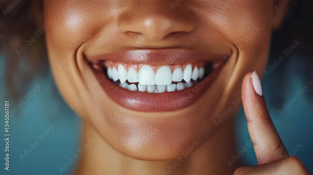Obraz premium Smiling african female displaying white teeth close-up