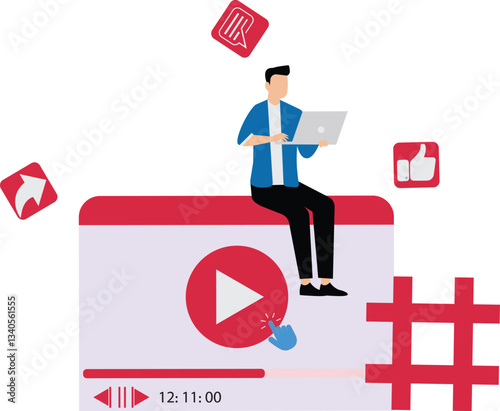 Businessman building hashtag on Social Media