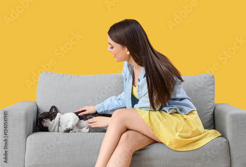 Young woman with her French...
