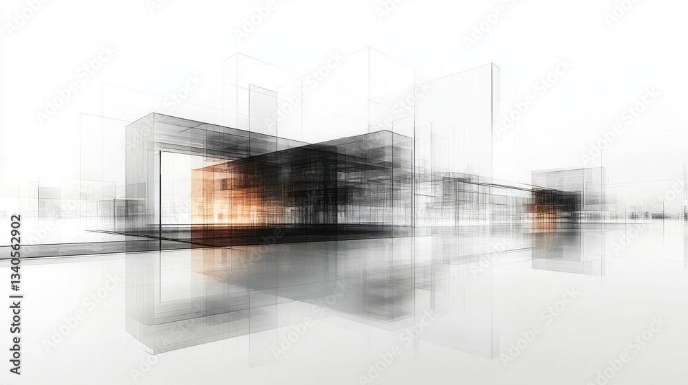 Obraz premium Abstract architectural visualization displays a conceptual building design