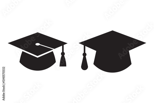 graduation cap silhouette isolated on white