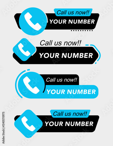 Call Now Button Sign With Phone Number Vector Color